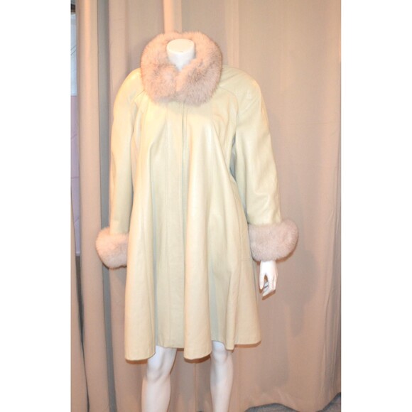 Vintage Coat 1950s Full Swing Fur on Leather Bombshell Hollywood Style - Picture 1 of 9
